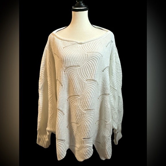 Chic Off-Shoulder White Sweater - Picture 1 of 6